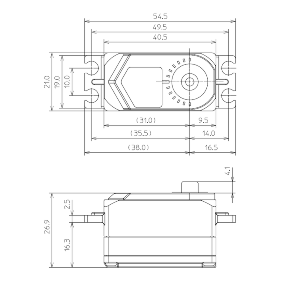HPS-A704 Low Profile Brushless Servo PWM/S.BUS2 14.0kg 0.06s 4.8V - 7.4V