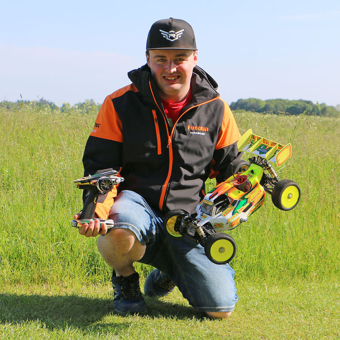 Ashley Pattison with his Futaba T10PX and Nitro RC Race Buggy