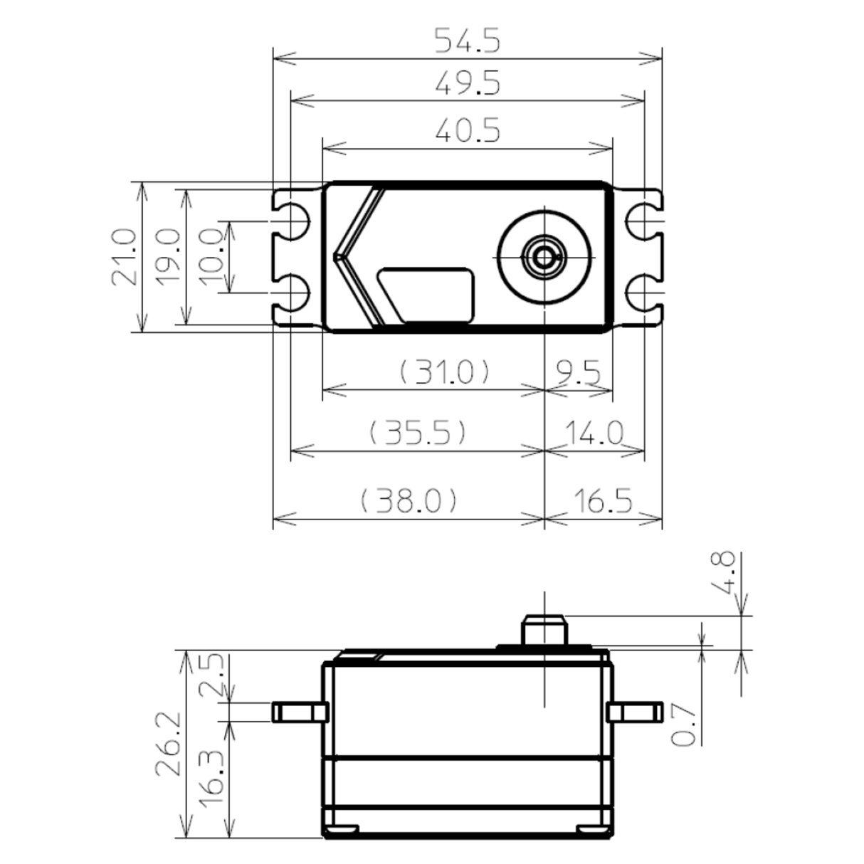 HPS-HT700 Low Profile Brushless Servo MG PWM/S.BUS2 9.6kg 0.045s 4.8V - 7.4V