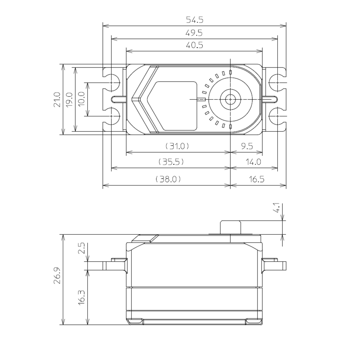 HPS-A704 Low Profile Brushless Servo PWM/S.BUS2 14.0kg 0.06s 4.8V - 7.4V