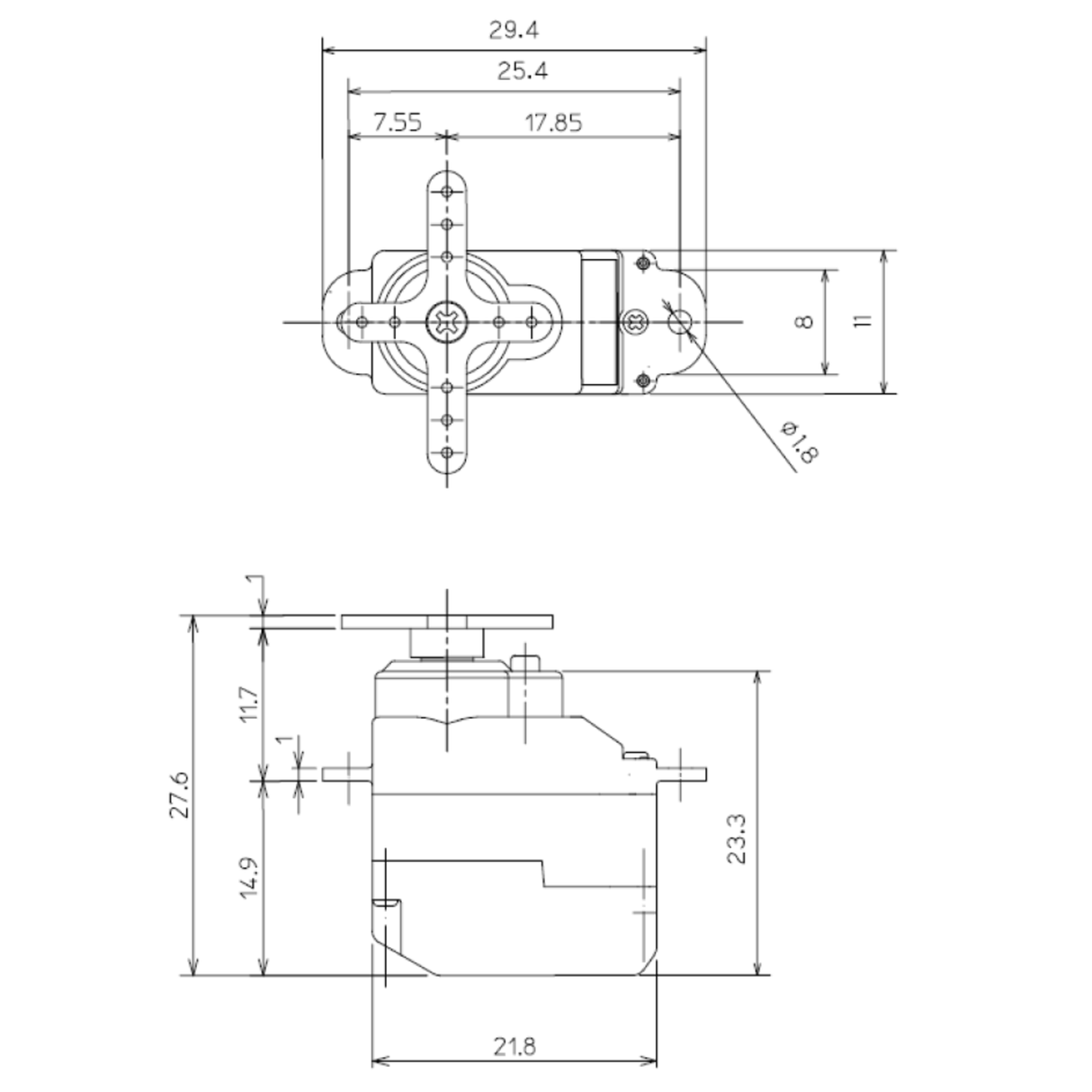 S3154 Sub-Micro Digital Servo 1.7kg 0.09s 4.8V - 6V